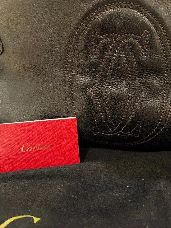 Cartier Marcello Dark Brown Leather Shoulder Bag with shoulder strap - Picture 2 of 15